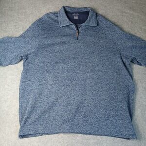 Haggar Pullover Mens 3XLT Blue Cool 18 Tec Stretch‎ Comfort Quarter Zip Sweater